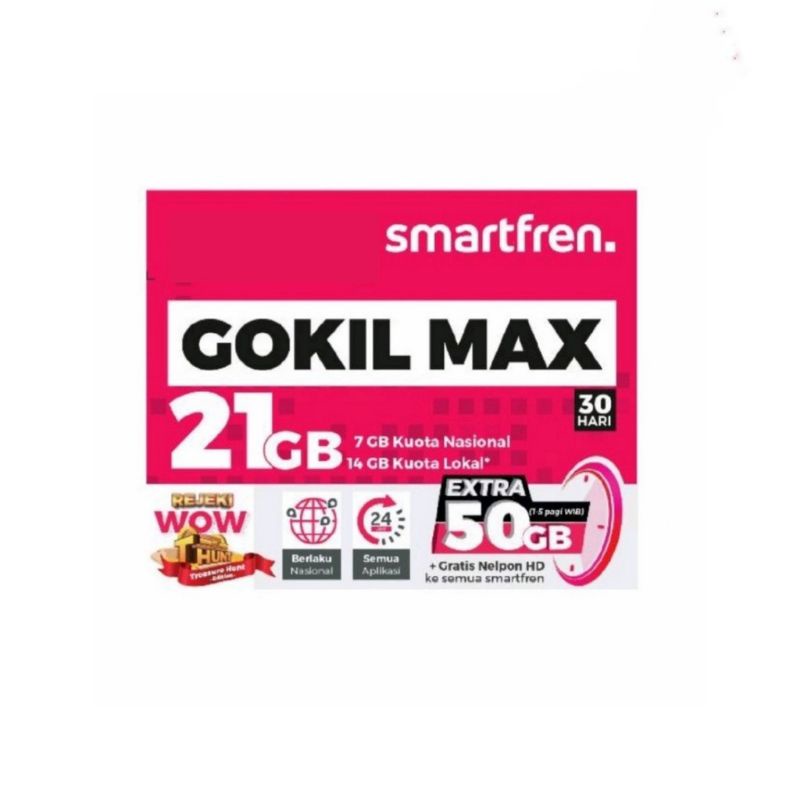 Kartu Perdana Smartfren Gokil Max 21 GB (71 GB) Promo SRS Shop