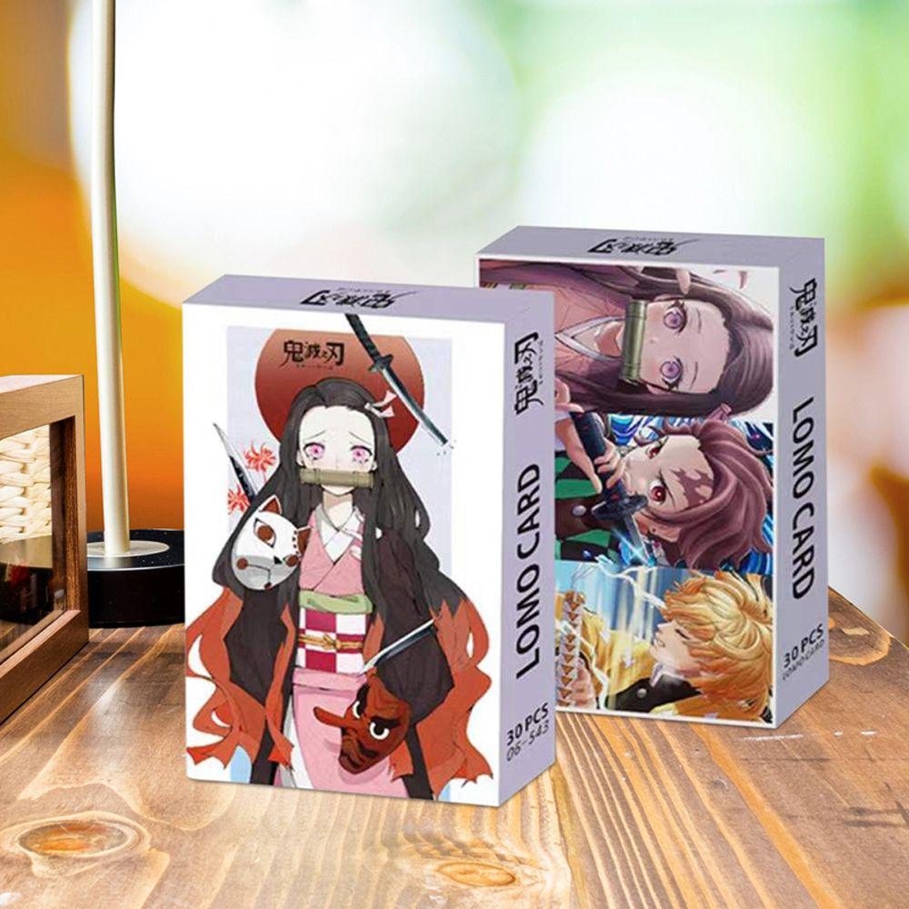 NEEDWAY Postcard Portable 30lembar/Set Kamado Tanjirou Demon Slayer Koleksi Kado Karakter Anime Photo Card