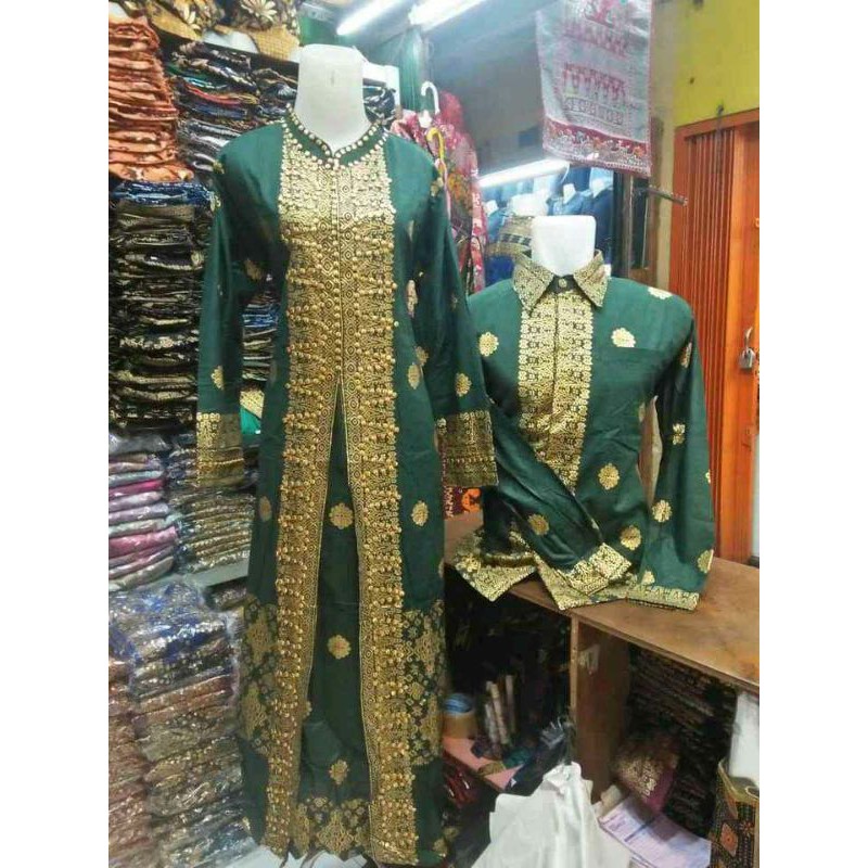 Couple gamis songket Ashanty hijau botol