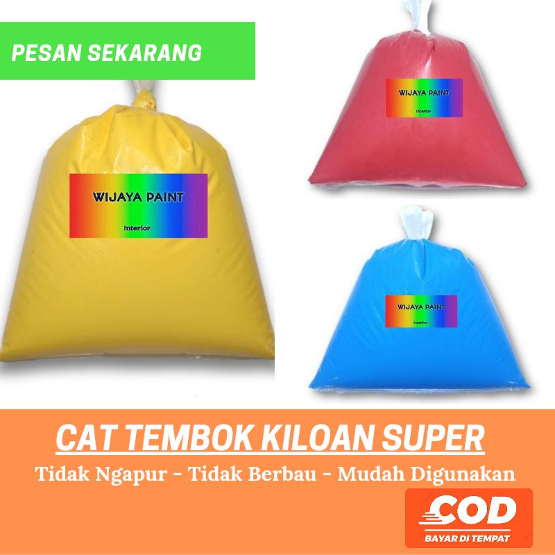 [PROMO] Cat Tembok Kiloan 5 kg Wijaya Paint ~ warna putih salju biru muda grey silver hitam putih co
