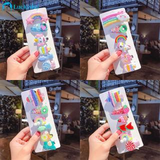 Set Klip Jepit  Rambut  Desain Kartun Unicorn Bunga  Disney 