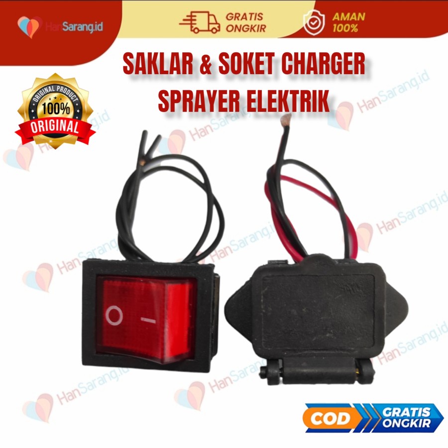 Saklar On OFF Switch dan Colokan Lubang Soket Cas Tangki Elektrik