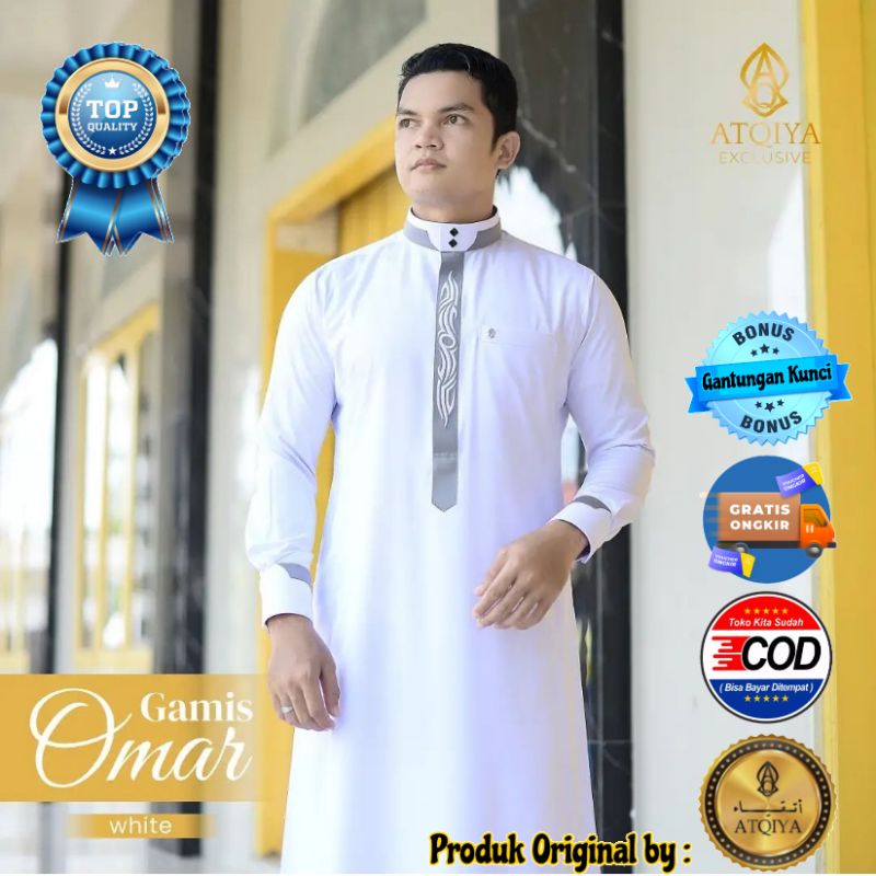 ATQIYA MOTIF OMAR / GAMIS PRIA DEWASA / Jubah laki-laki lengan panjang / Busana Muslim trendy kekini