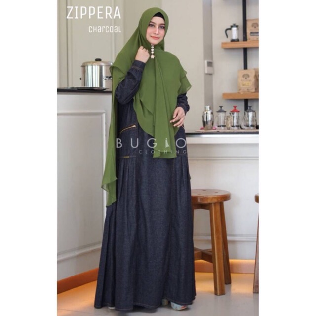 Zippera Denim | Gamis Syari Bugio Clothing ORI