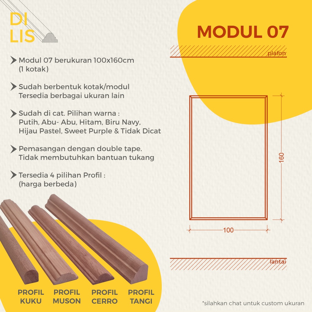 MODUL 07 HIASAN DINDING LIS PROFIL KAYU WALL MOULDING WAINSCOTING