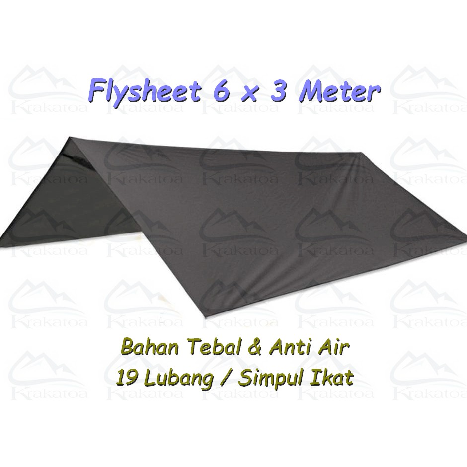 【Warna ~ COD】 Flysheet 3x6 Meter Waterproof 24 Lubang Lobang` Tenda Anti Air 6x3 m` 3*6 Bivak 6*3
