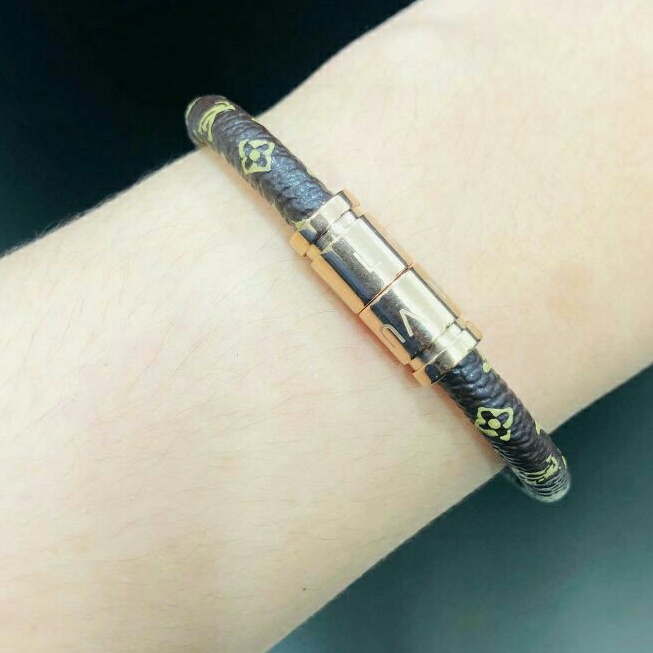 GELANG WANITA TITANIUM ORIGINAL MURAH KULIT ASLI LV