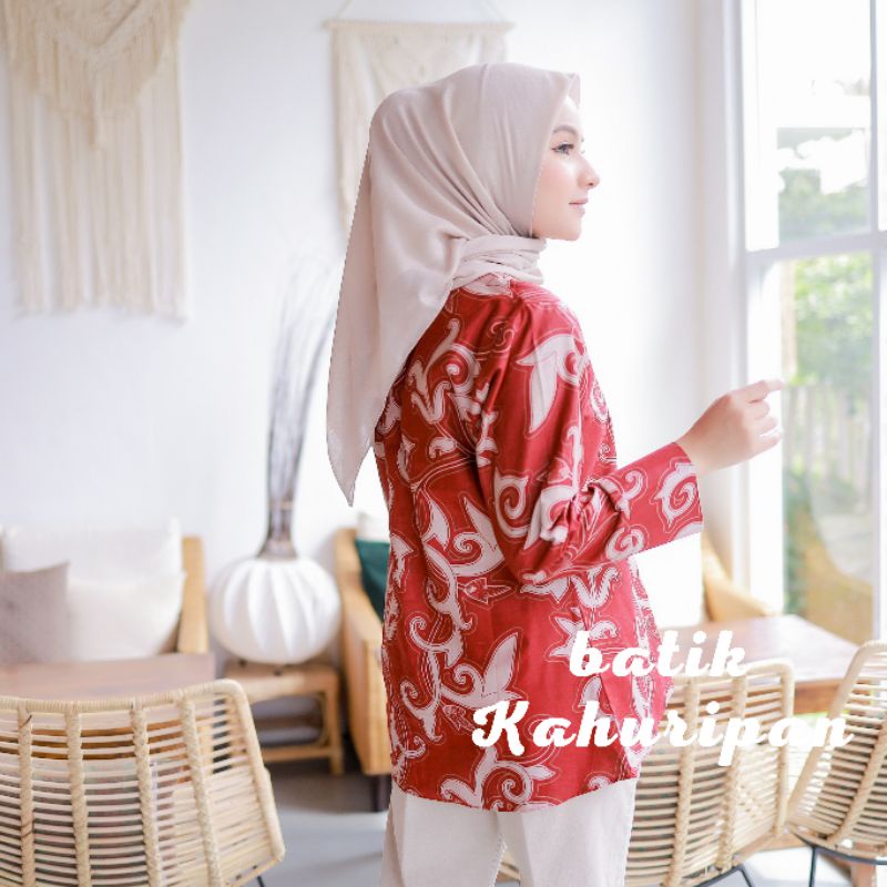 Atasan Batik Wanita Lengan Panjang Batik Kerja Kantor Motif Kangkung by Batik Kahuripan