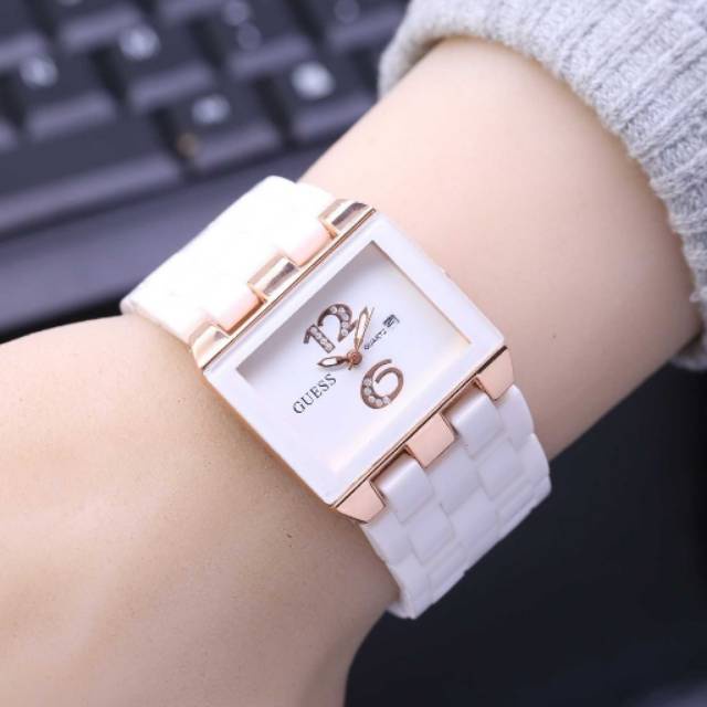 COD Jam Tangan Wanita Mika Semicramic Aktif Diameter 3.5cm Fashion GC Bahan Mika Tanggal Aktif G35