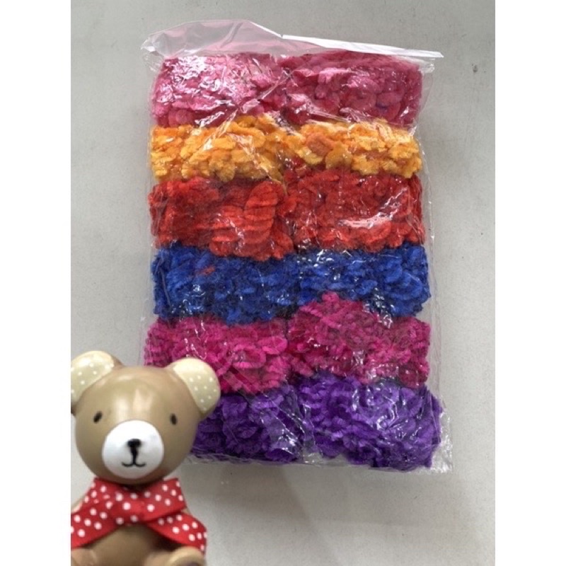 Ikat rambut usus / tali rambut / donat  12pc MT 60-Warna cerah