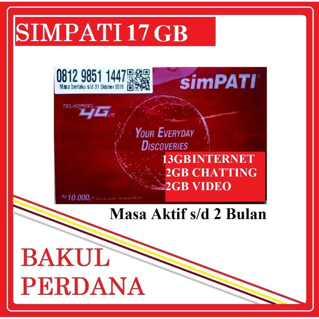 [Fzn] ~ KARTU PERDANA SIMPATI 17GB TELKOMSEL 24 JAM INTERNET