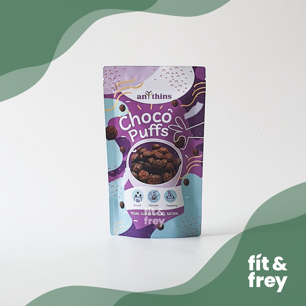 

ANYTHINS Choco Puffs 70g - Healthy Cookies - Gluten Free - Vegan - Natural Snack - Cemilan Sehat