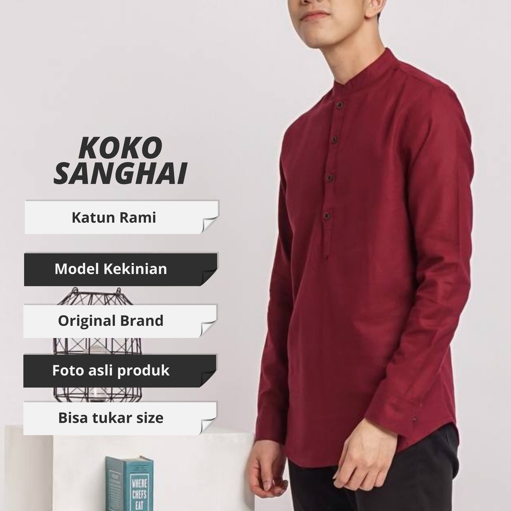 Baju Koko Pria Lengan Panjang Dewasa Kemeja Taqwa Busana Muslim Kokoh Putih Polos Bahan Katun Premium