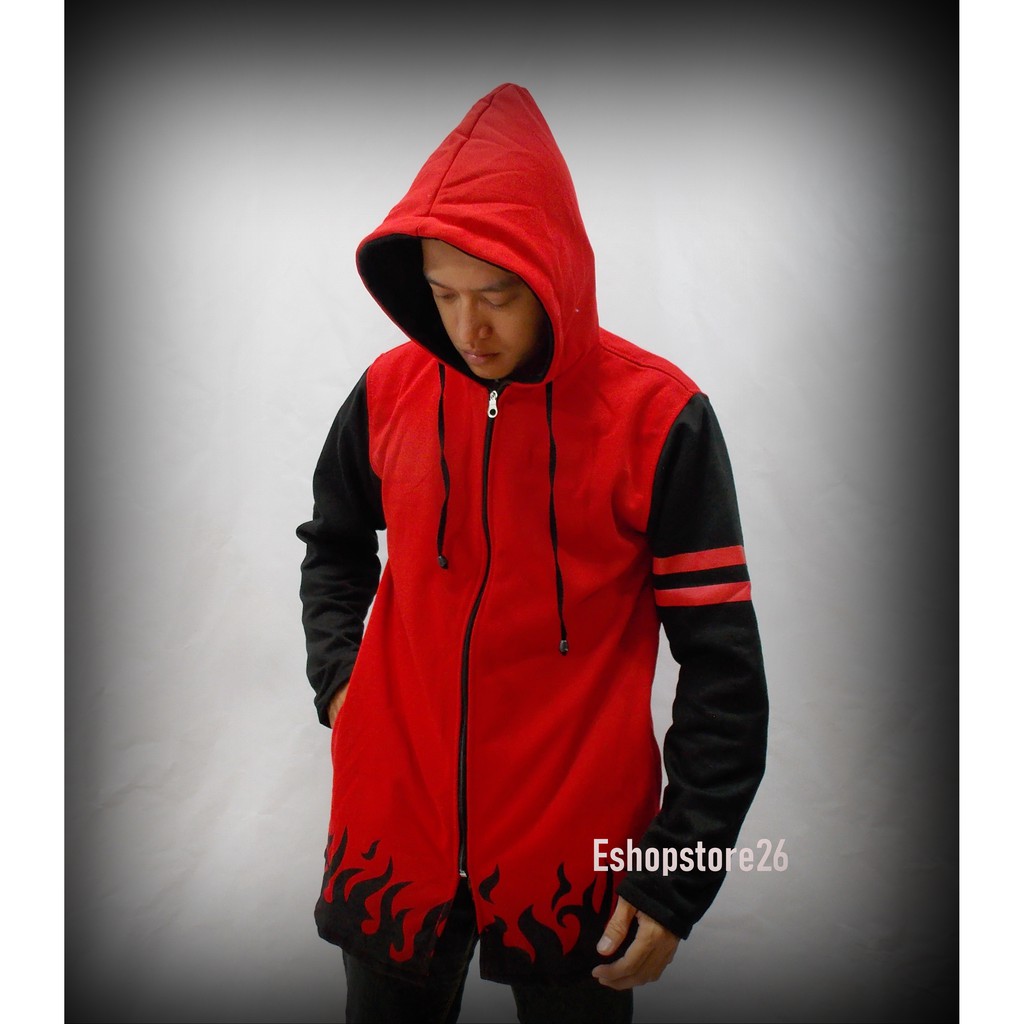 Jaket Jubah Hoodie Anime Naruto Yondaime Hokage Merah