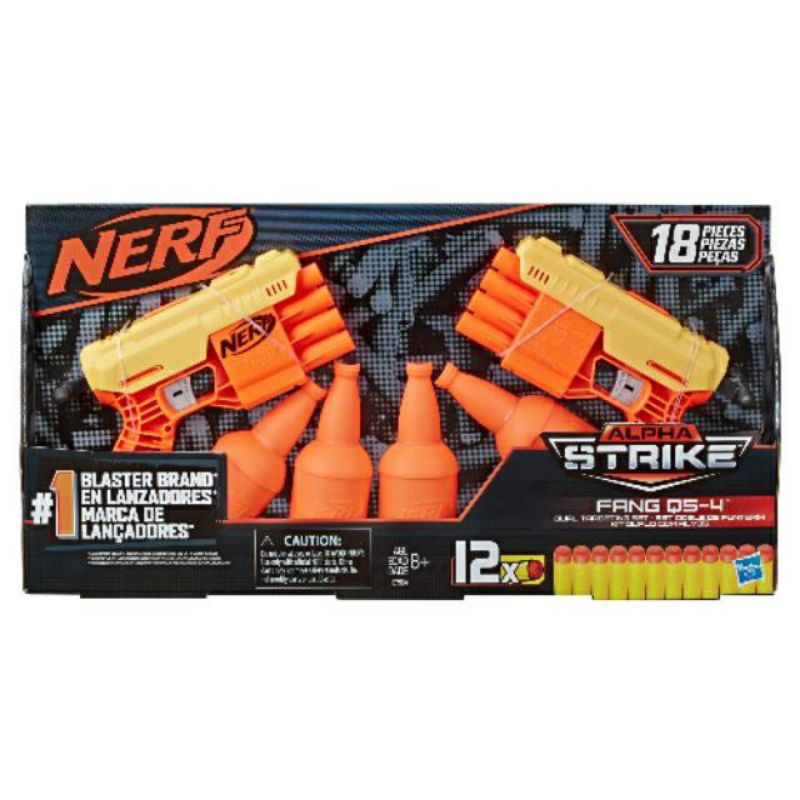 Nerf Alpha Strike QS 4 Original Hasbro Mainan Pistol Busa Karet Isi 2 Pistol 4 Target 12 Peluru
