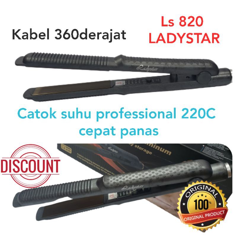 Alat Catok Ladystar  LS-820  Rambut Lurus Curly Keriting Rebonding Murah Original