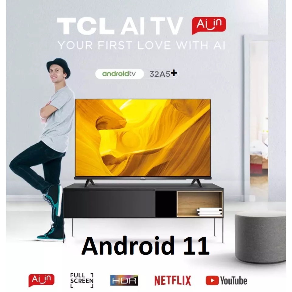 Led TCL 32 inch 32inch 32A5 A5 32A5+ 32A7 A7 32A9 A9 Android 11 Digital Smart AI Garansi Resmi