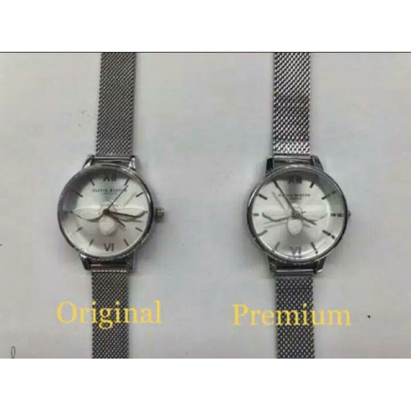 jam wanita Olivia Burton 3D silver paket tali cadangan