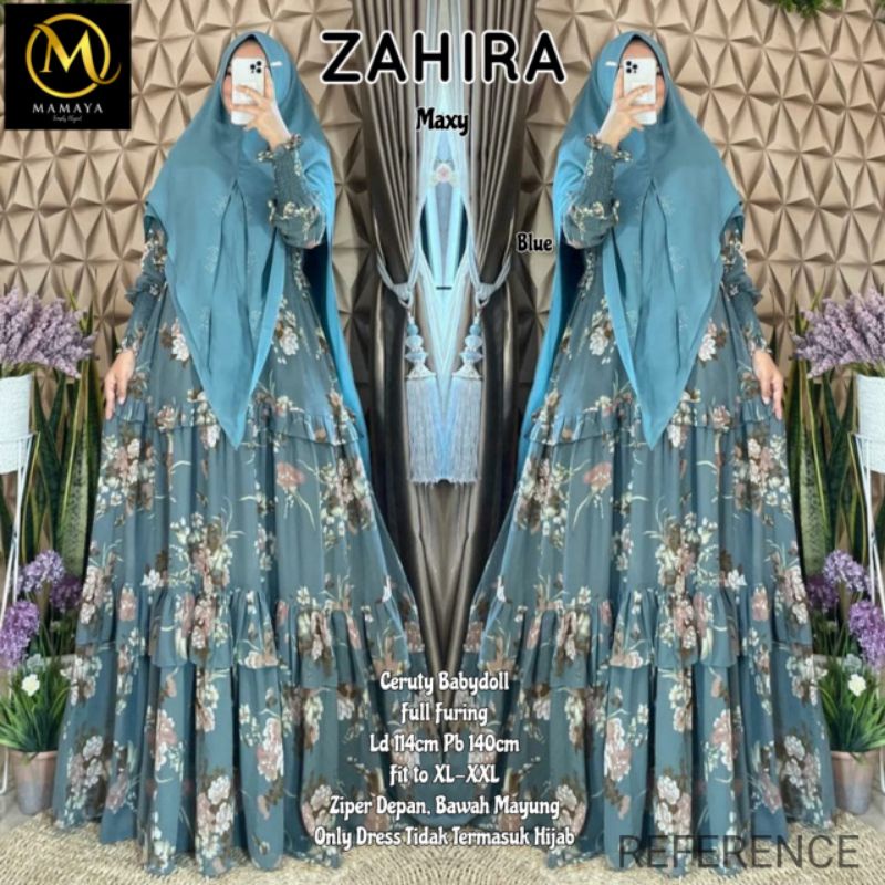 Gamis Zahira Maxi Ceruty Babydol Dress Jumbo Wanita