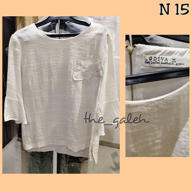 N15 Baju Blouse Putih Bordir Tempel Bagus Murah