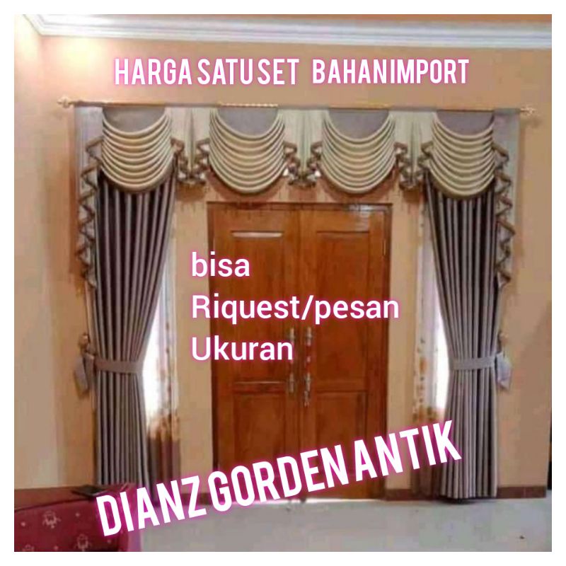 Gorden Poni gelombang Sepanyol mewah Gorden pintu kamar poni Tirai jendela