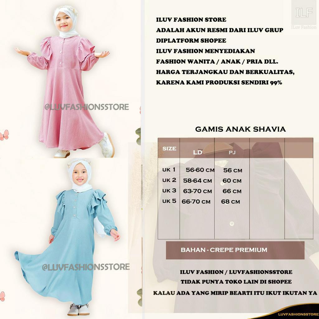 IL - DRESS MUSLIM ANAK PEREMPUAN / SHAVIA GAMIS ANAK MODEL TERBARU CREPE PREMIUM