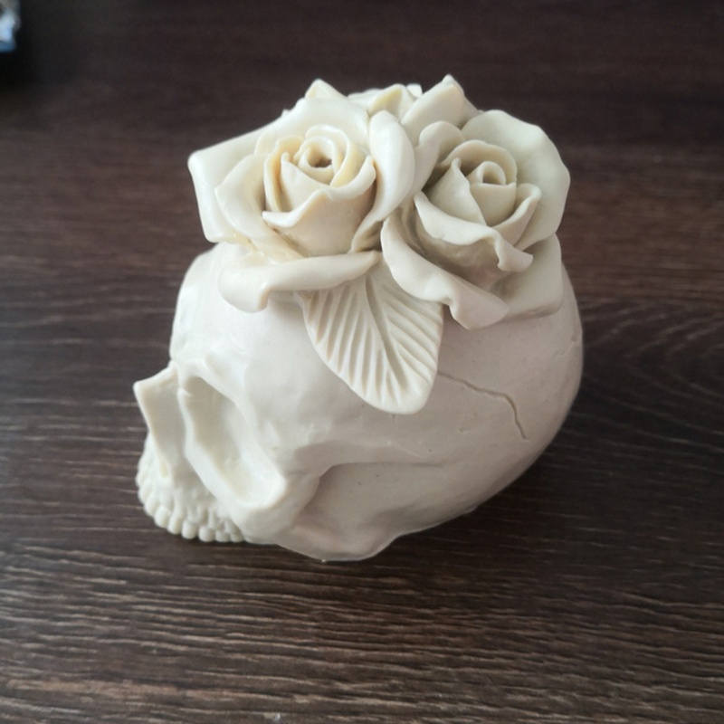 SIY  3D Rose Flower Skull Epoxy Resin Mold Home Decorations Ornaments Casting Silicone Mould DIY Crafts Plaster Candle Making Tools