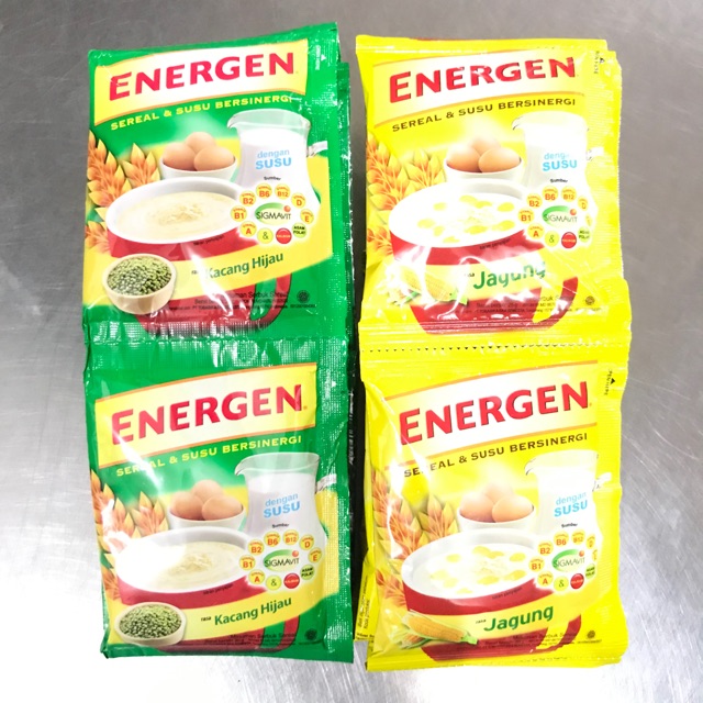 Energen Rasa Kacang Hijau 30 gr/ Rasa Jagung 25 gr 1 Renceng Isi 10 sc