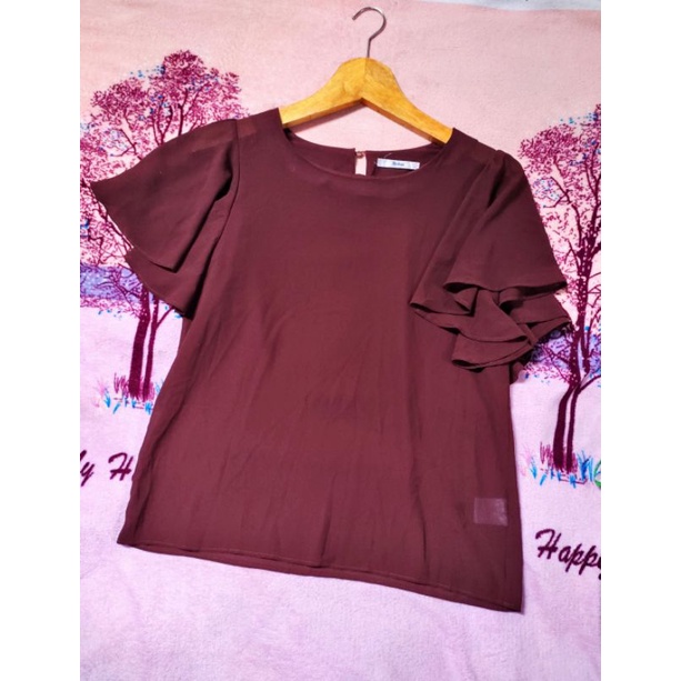 blouse polos lengan pendek sifon batwing terompet murah import korea surabaya