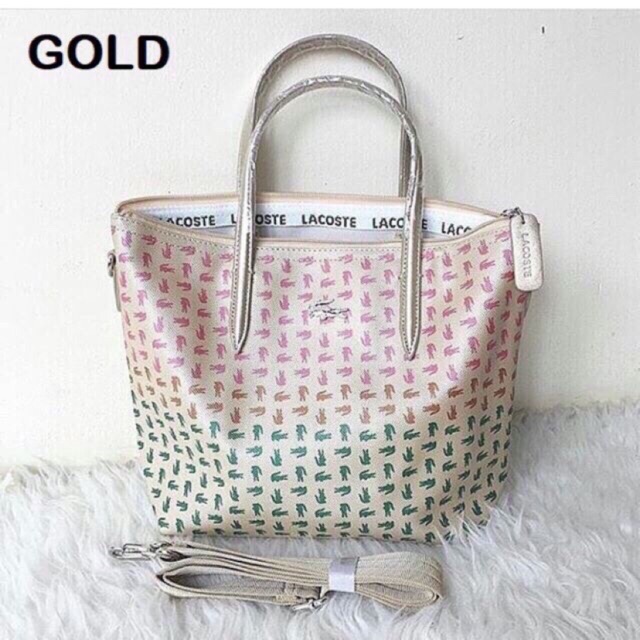 Tote Bag Lacoste Tas Wanita Jolie Ombre Motif Import Quality