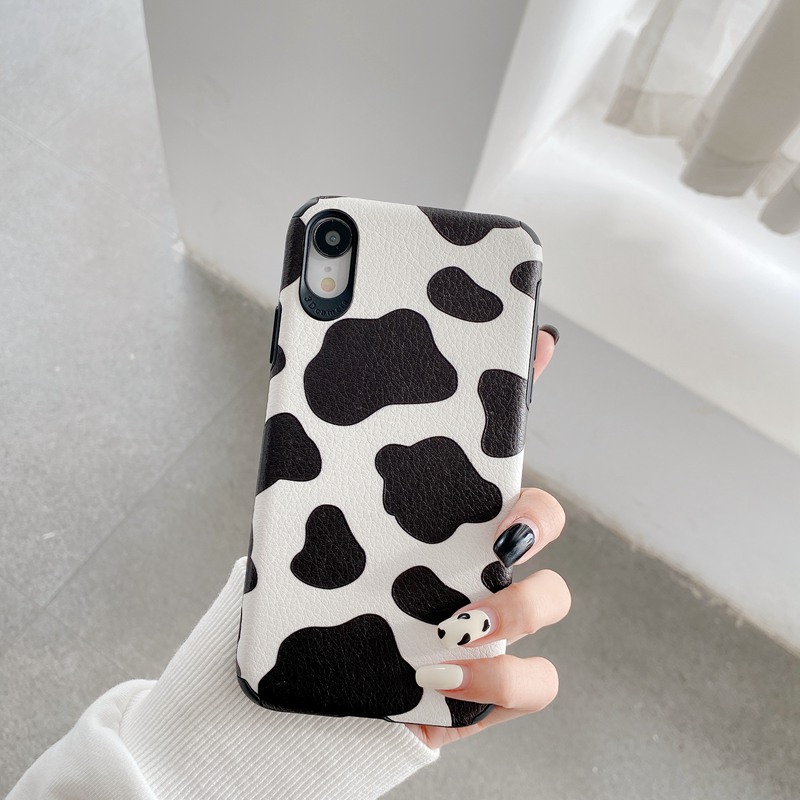 Cow Pattern Soft Case OPPO A31 A9 A5 A33 A53 2020 A7 A5S A12 A11K A91 Reno 3 5 A3S Realme C1 X XT F9 Pro A83 A57 A39 F1S A52 A92 K3 K5 Black And White Casing Xiaomi Redmi Note 8 Pro 9