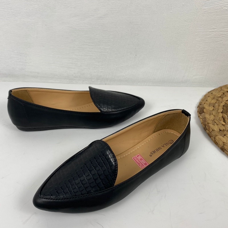 Onlashoes - Flat Shoes Croco LB26 Sepatu Flat Wanita