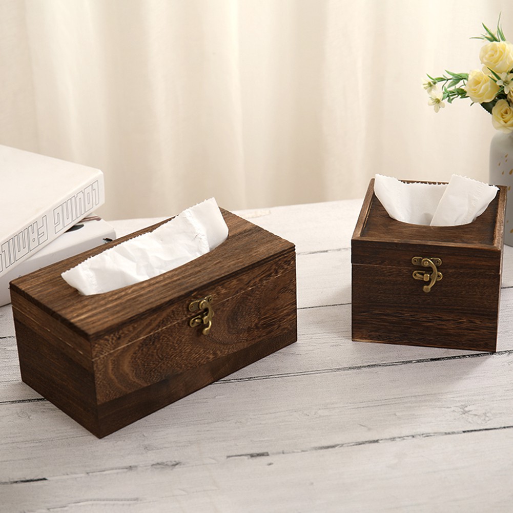 Wooden Tissue Box Paper Napkin Holder Dispenser Case Bathroom Office Desk Decor Shopee Indonesia