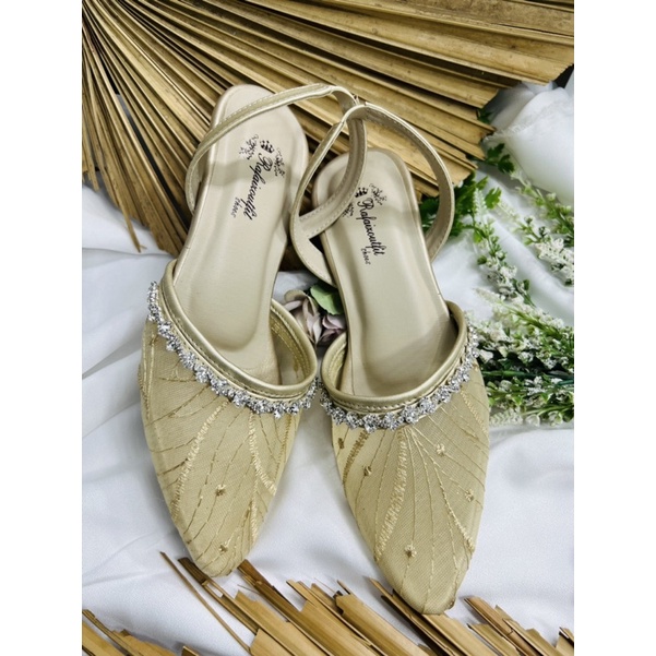 RAFAIZOUTFIt -stella diamont tali hells wanita sepatu brukat 2 warna 3cm tahu wedding shoes