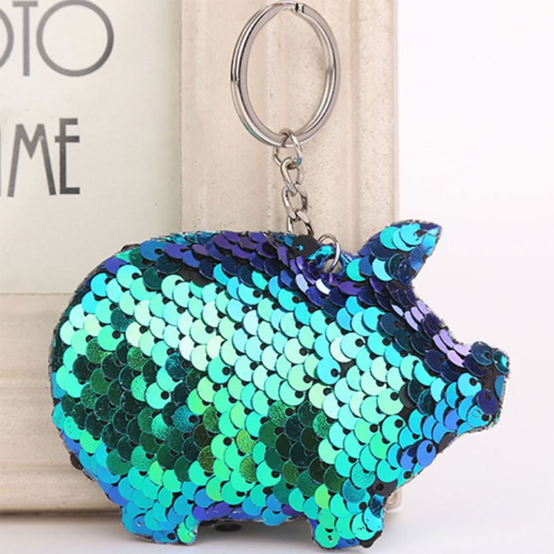 SIY  Key Ring Paillette Sequin Keys Storage Portable Pig Car Bag Decoration Key Chain