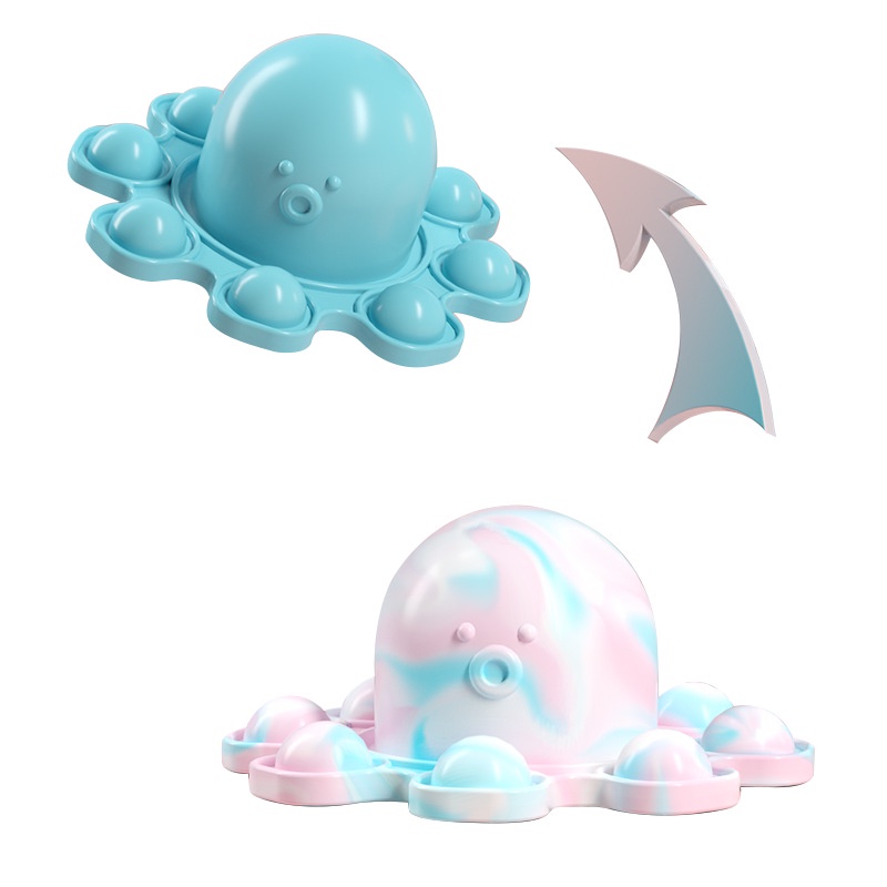 Fidget Toys Both Sides Turn Over Octopus Flip Toy Silicone Push Bubble Pop It Gadget Animal Keychain Figet Simple Dimple