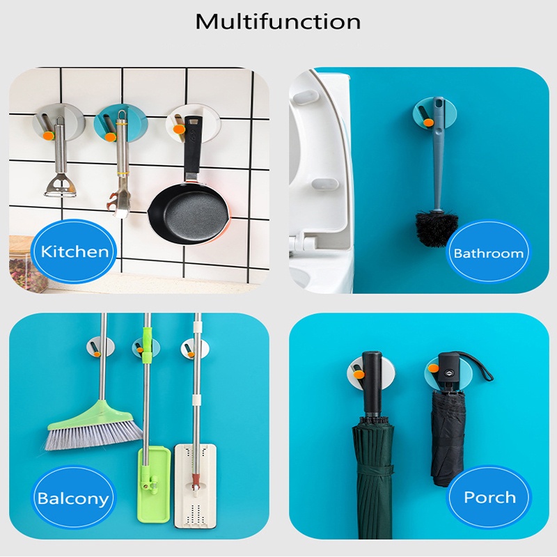 Wall Mounted Adjustable Strong Self Adhesive Mop Holder / Multifunctional Organizer Shelf For Kitchen,Bathroom