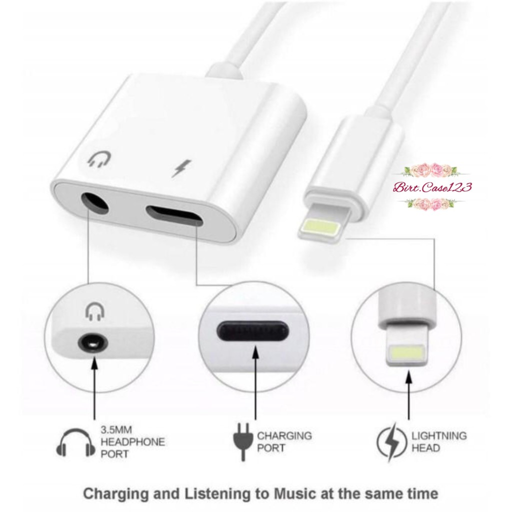 BM039 Mh030 dual conector converter spilter iPhone ligthing to jack audio 3.5MM adapter 2in1 7 7+ 8 BC1362