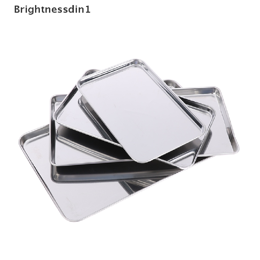 (Brightdin1) Nampan Persegi Panjang Bahan Stainless Steel Untuk Dapur