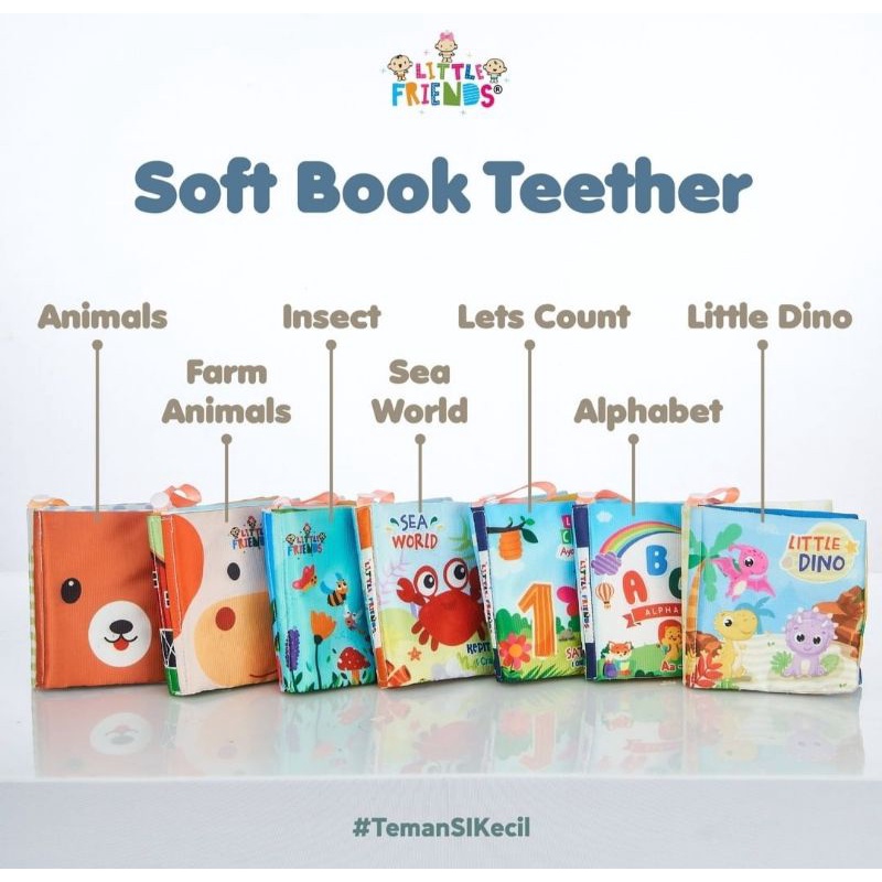 Little Friends Soft Book with Silicone Teether Buku Bayi Mainan Edukasi Bayi