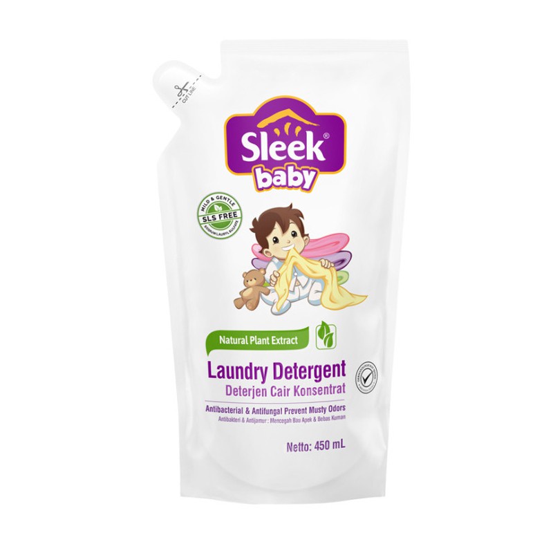 Sleek Baby Laundry Detergent Pouch 450ml 450 ml / Sleek Laundry Pouch 450ml / Sabun Pakaian Detergen Bayi