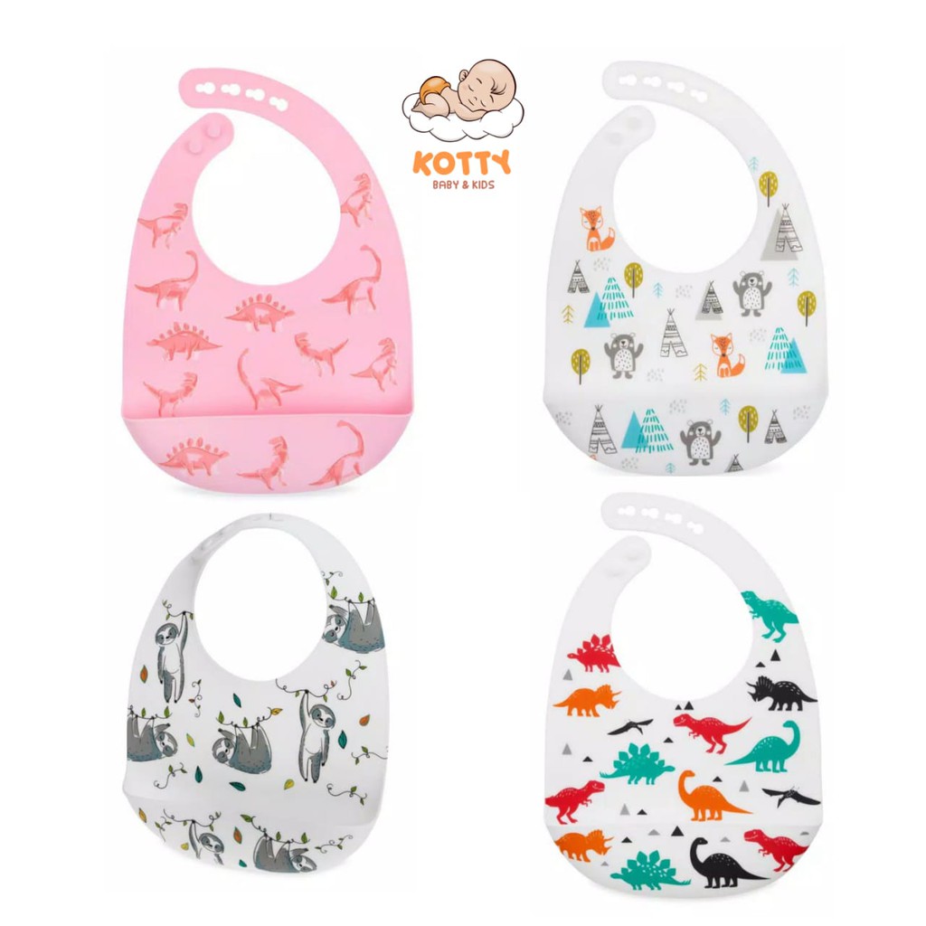 Nuby Silicone Bib / Celemek Makan Silikon Bayi (Tersedia Varian Motif)