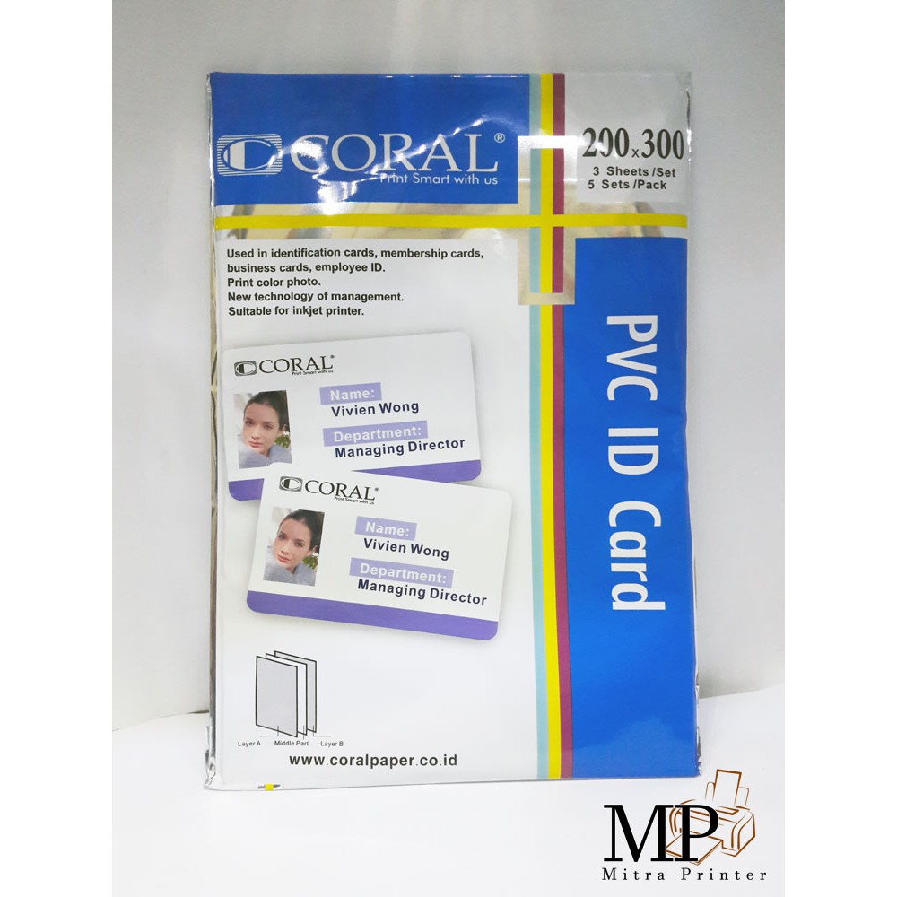 Kertas PVC Coral Untuk bahan ID Card A4 isi 5 Lembar