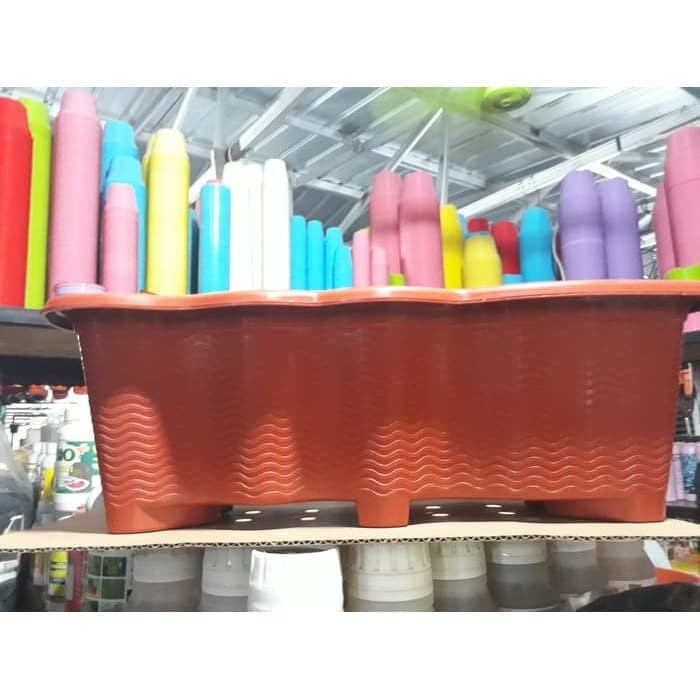 pot bunga panjang sgp 05 merah bata&amp;hijau(panjang 50cm) - Cokelat Muda