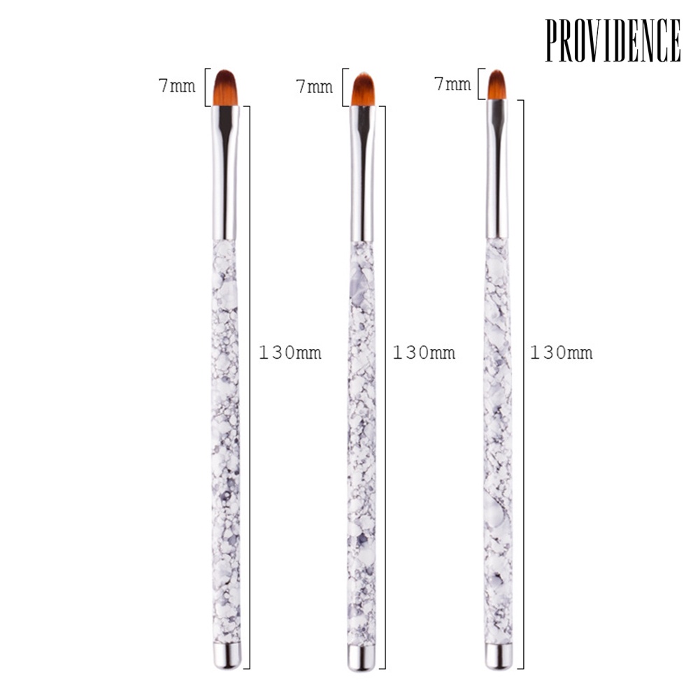 Providence 3Pcs Marble Round Top Cleaning Nail Art Brush Acrylic UV Gel Flower Painting Pen