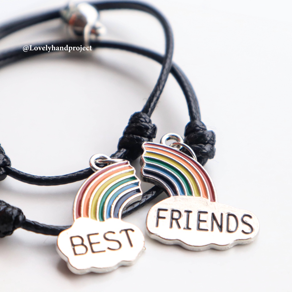 (2PCS ) Gelang Couple Magnet Best Friend Forever BFF Bestie Rainbow Bahan Tali Korea Anti Air Persahabatan Lucu Adjustable bisa disesuaikan