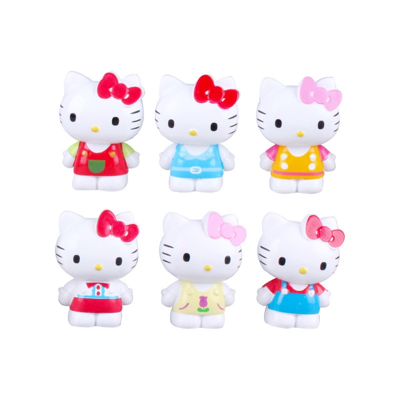 6pcs / Lot Boneka Hello Kitty Mini Bahan Resin Untuk Dekorasi Kue