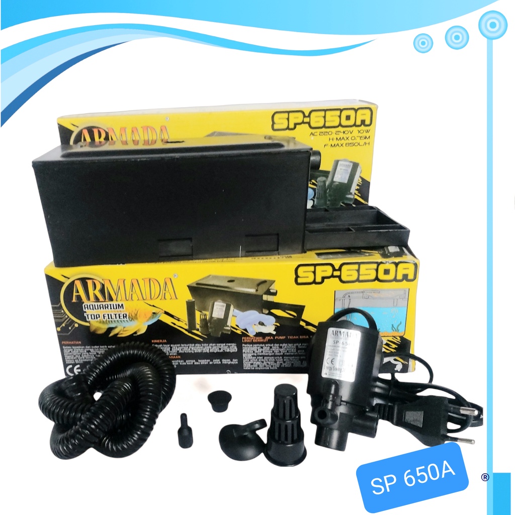 Paket lengkap box filter aquarium full set ARMADA/RECENT 650