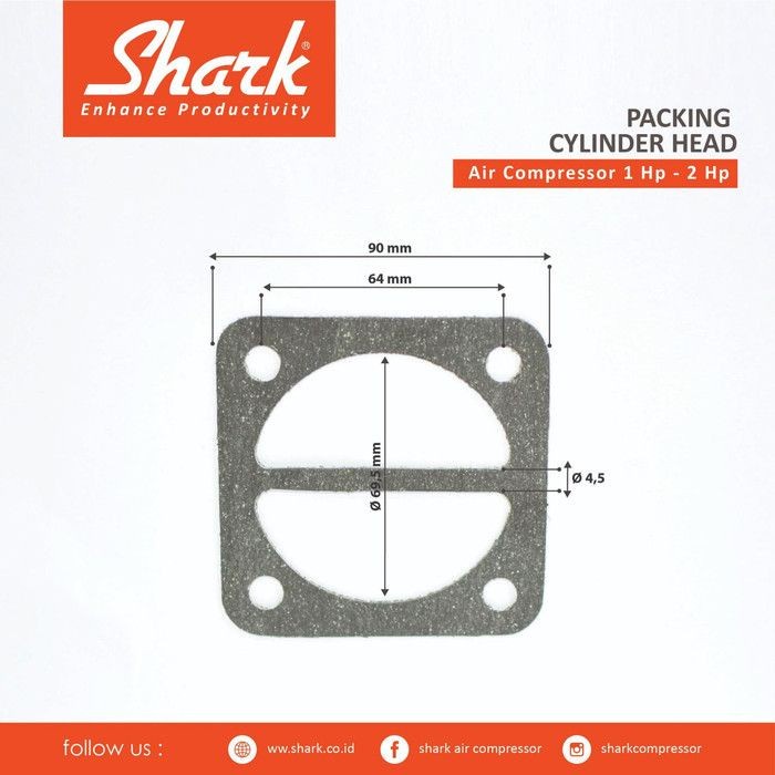 Shark Packing Cylinder Head kompresor 1 Hp dan 2 Hp