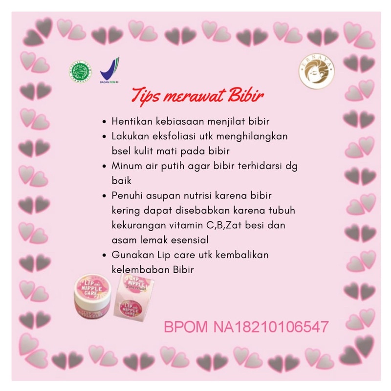 LIP AND NIPPLE CARE / PENCERAH BIBIR HITAM DAN PEMERAH PUTING BPOM by ERNAYA